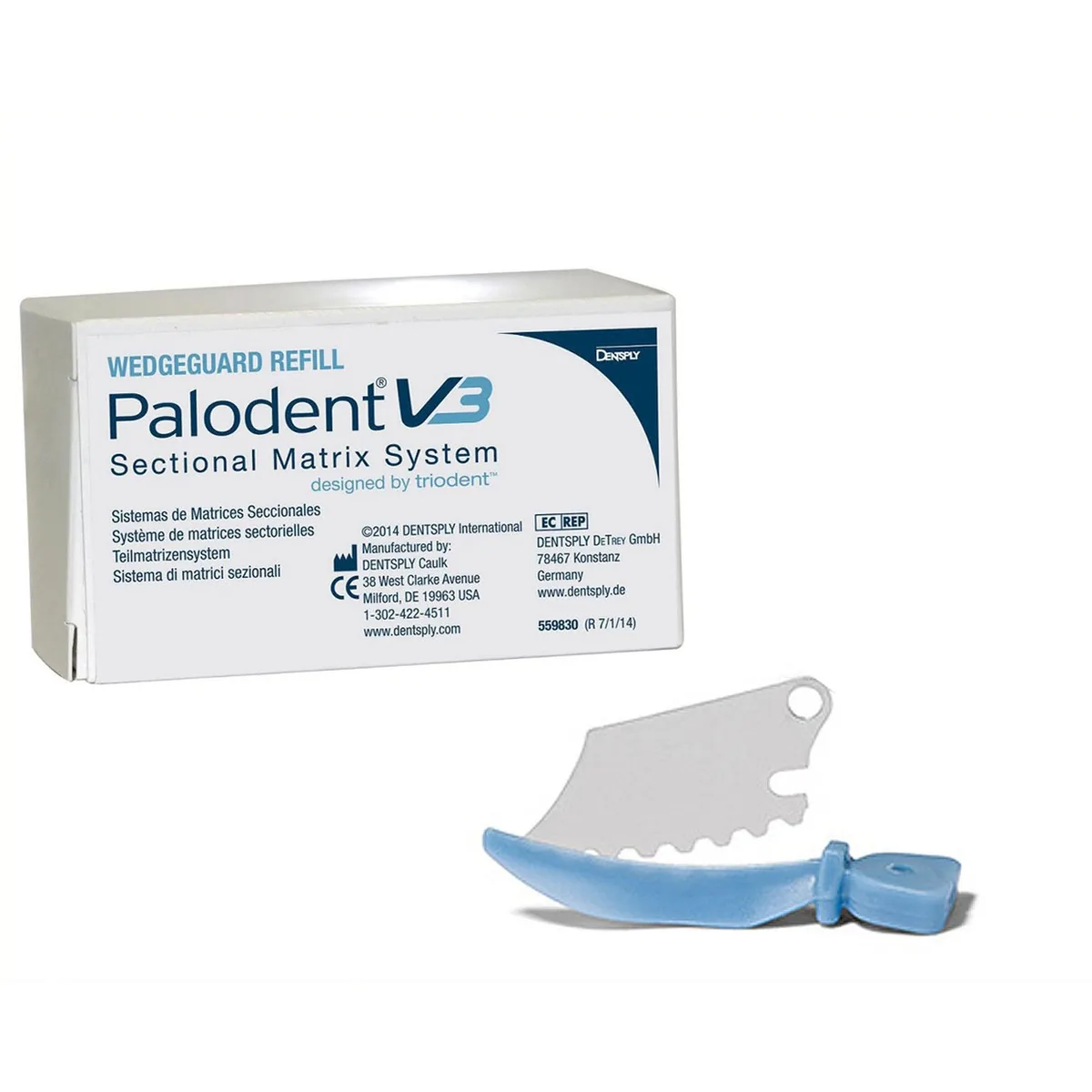 Клини Palodent V3 Wedges Guard (Палодент) із захисним бар'єром, блакитні, середні, 50 шт. (Dentsply Sirona)