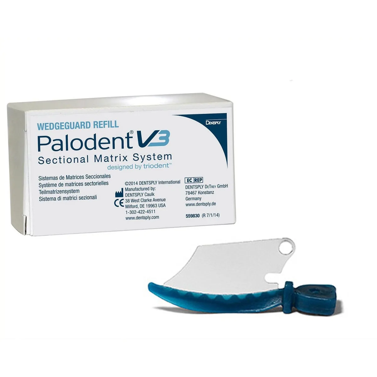 Клини Palodent V3 Wedges Guard (Палодент) із захисним бар'єром, сині, малі, 50 шт. (Dentsply Sirona)