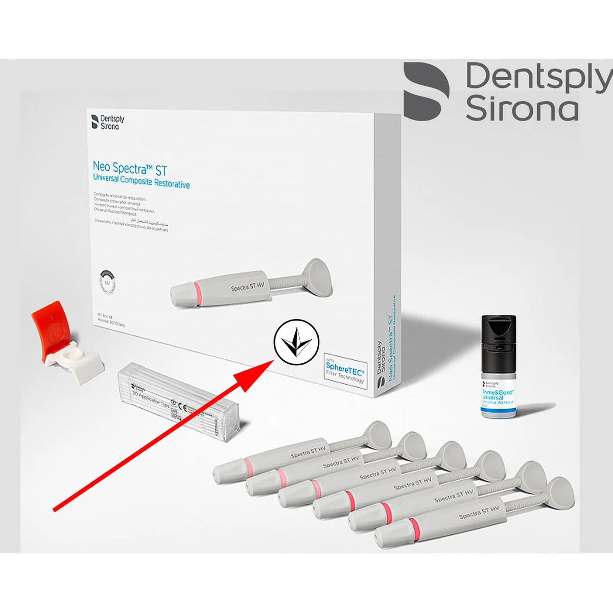 Композит Neo Spectra ST HV (Нео Спектра СТ), висока в'язкість, набір INTRO KIT, 5 шприців по 3 г: А1, А2, А3, А3.5, A4 + Бонд (Dentsply Sirona)