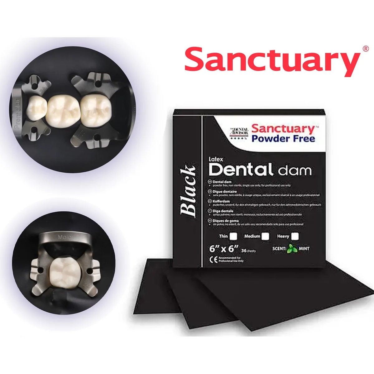 Хустки для кофердама Dental Dam (Sanctuary), колір чорний, товщина товста