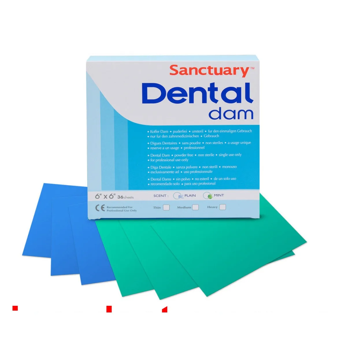 Хустки для кофердама Dental Dam (Sanctuary), колір синій, товщина середня