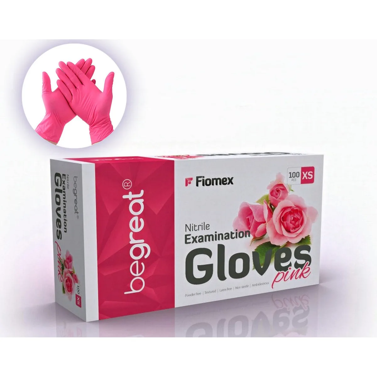 Рукавички нітрилові BeGreat Pink (Бігрейт Пінк), рожеві, щільні, розмір S, 100 шт. (Zarys)
