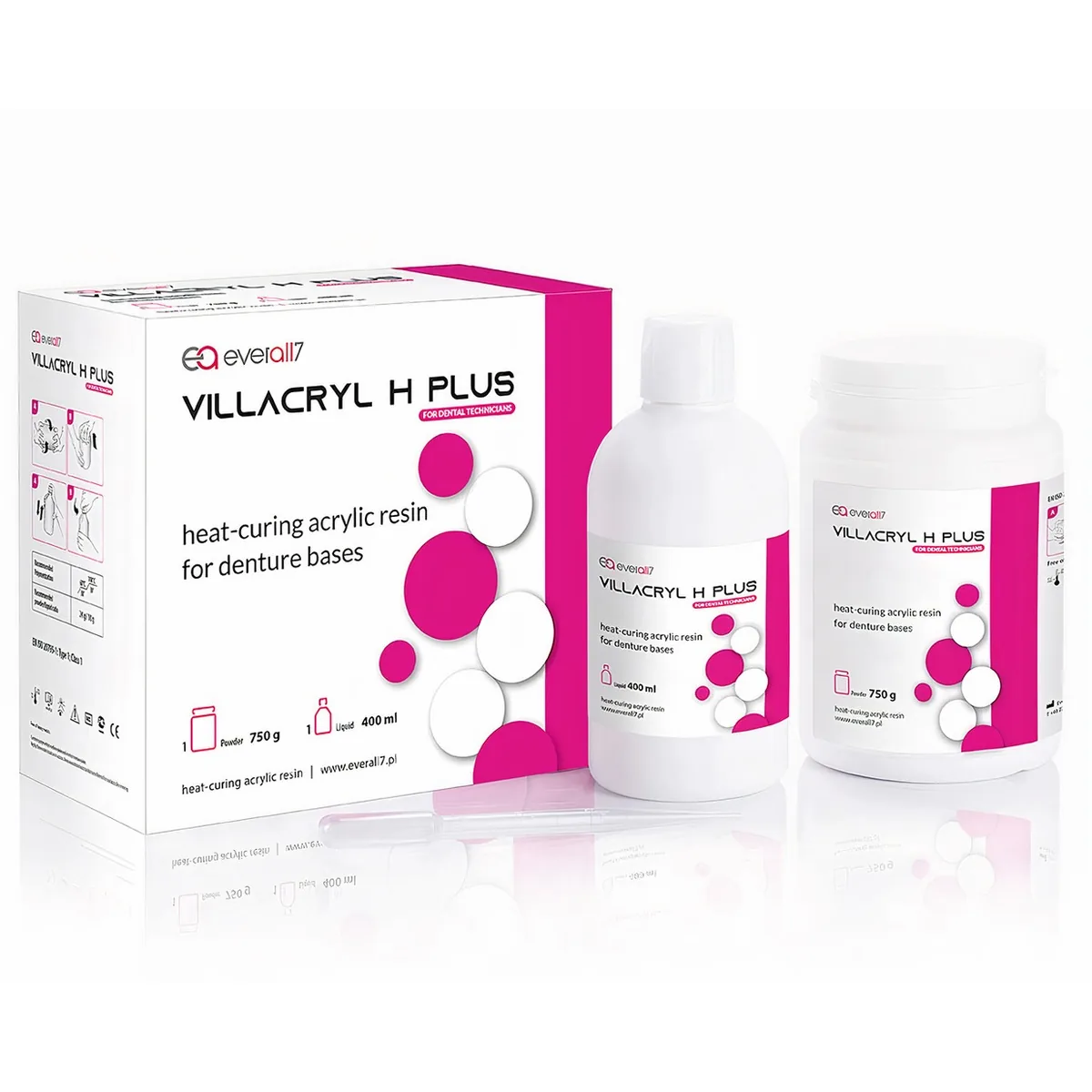 Зуботехнічна акрилова пластмаса VILLACRYL H Plus (Вилакрил Плюс), 750 г + 400 мл (Everall7)