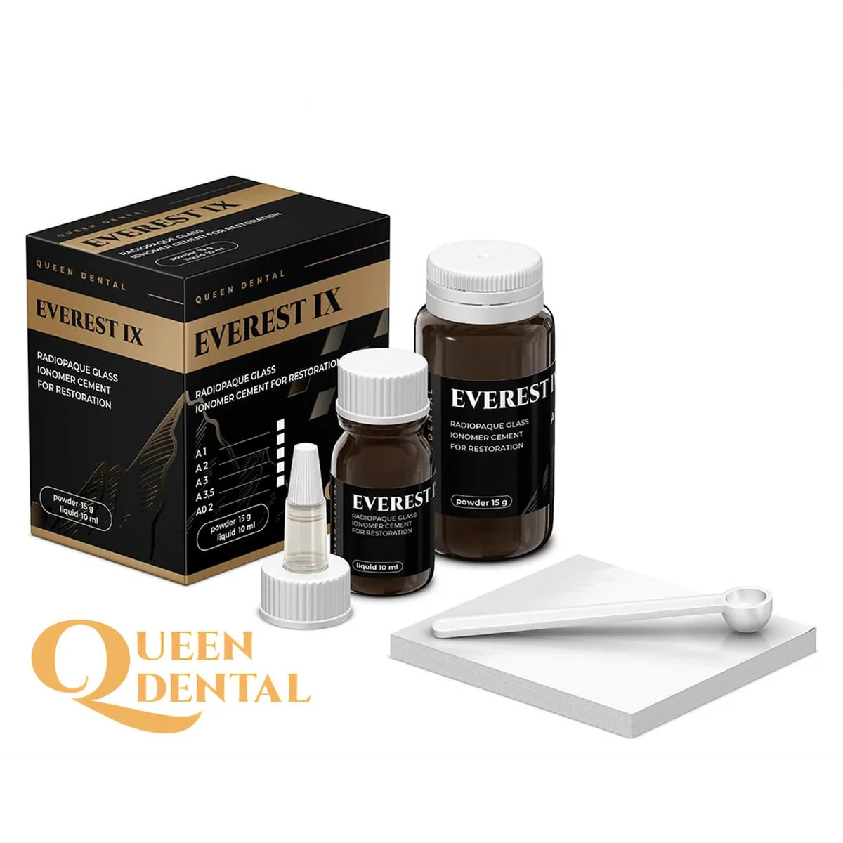 Склоіономерний цемент EVEREST IX, колір А3, 15 г + 10 мл, аналог Fuji 9 (Queen Dental)