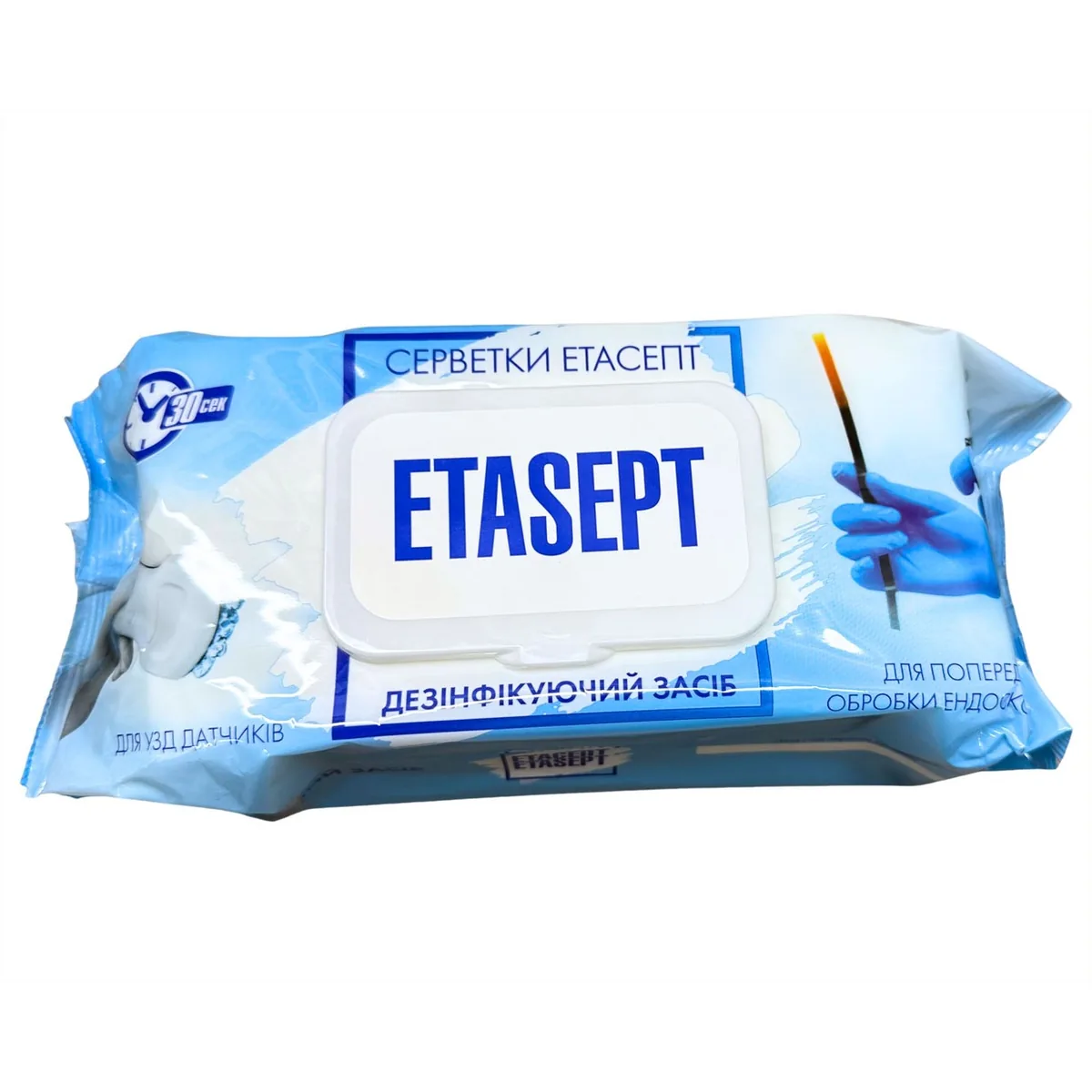 Серветки для дезінфекції ETASEPT (Етасепт) для УЗД, універсальні, м'яка упаковка, 120 шт. (Бланідас)