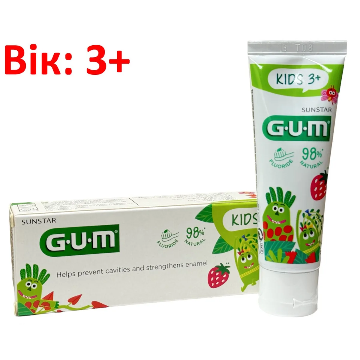 Дитяча зубна паста GUM Junior Strawberry (Гам Джуніор Стробері), 3+, 50 мл (Sunstar GUM)