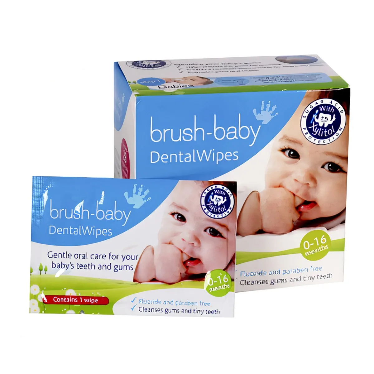 Серветки одноразові Dental Wipes (Дентал Вайпс) для очищення ясен і перших зубів, 28 шт. (Brush-Baby)