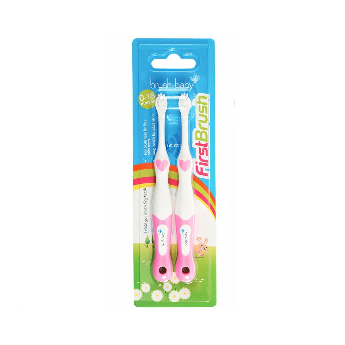 Дитяча зубна щітка FirstBrush (ФьорстБраш), колір рожевий, 0-18 міс., 2 шт (Brushbaby Ltd)