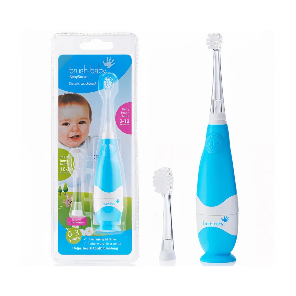 Зубна щітка електрична дитяча BabySonic (БебіСонік), колір блакитний, вік 0-36 міс. (Brushbaby Ltd.)