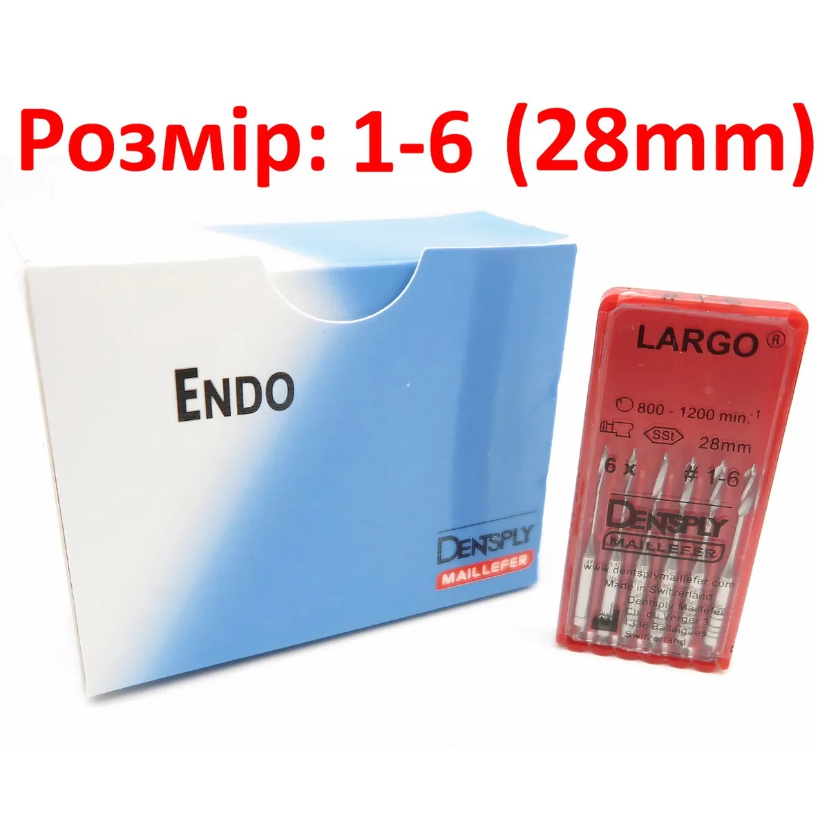Кореневі розгортки Largo (Ларго) №1-6, довжина 28 мм, упаковка 6 шт (Dentsply Sirona)