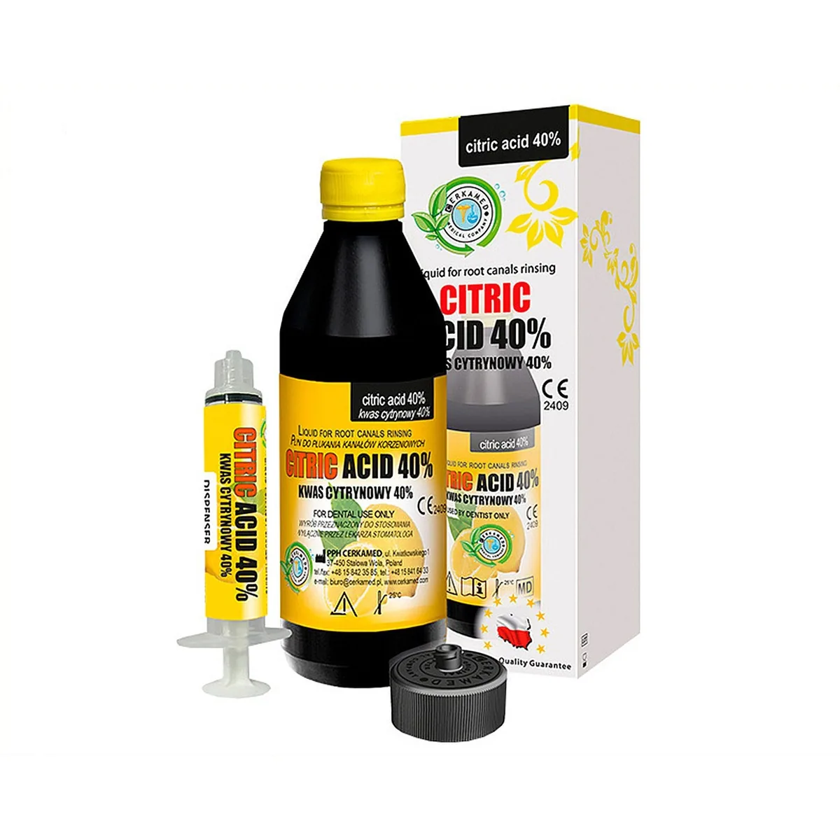 Лимонна кислота Citric Acid (Цитрик Асід) 40%, обʼєм 200 мл (Cerkamed)