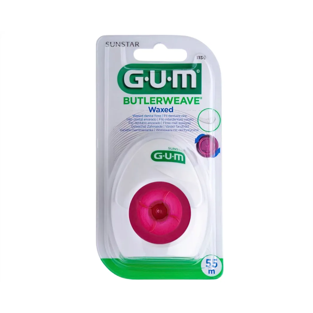 Вощена зубна нитка GUM Butlerweave Waxed (Батлервів Вокс), довжина 55 м (Sunstar GUM)