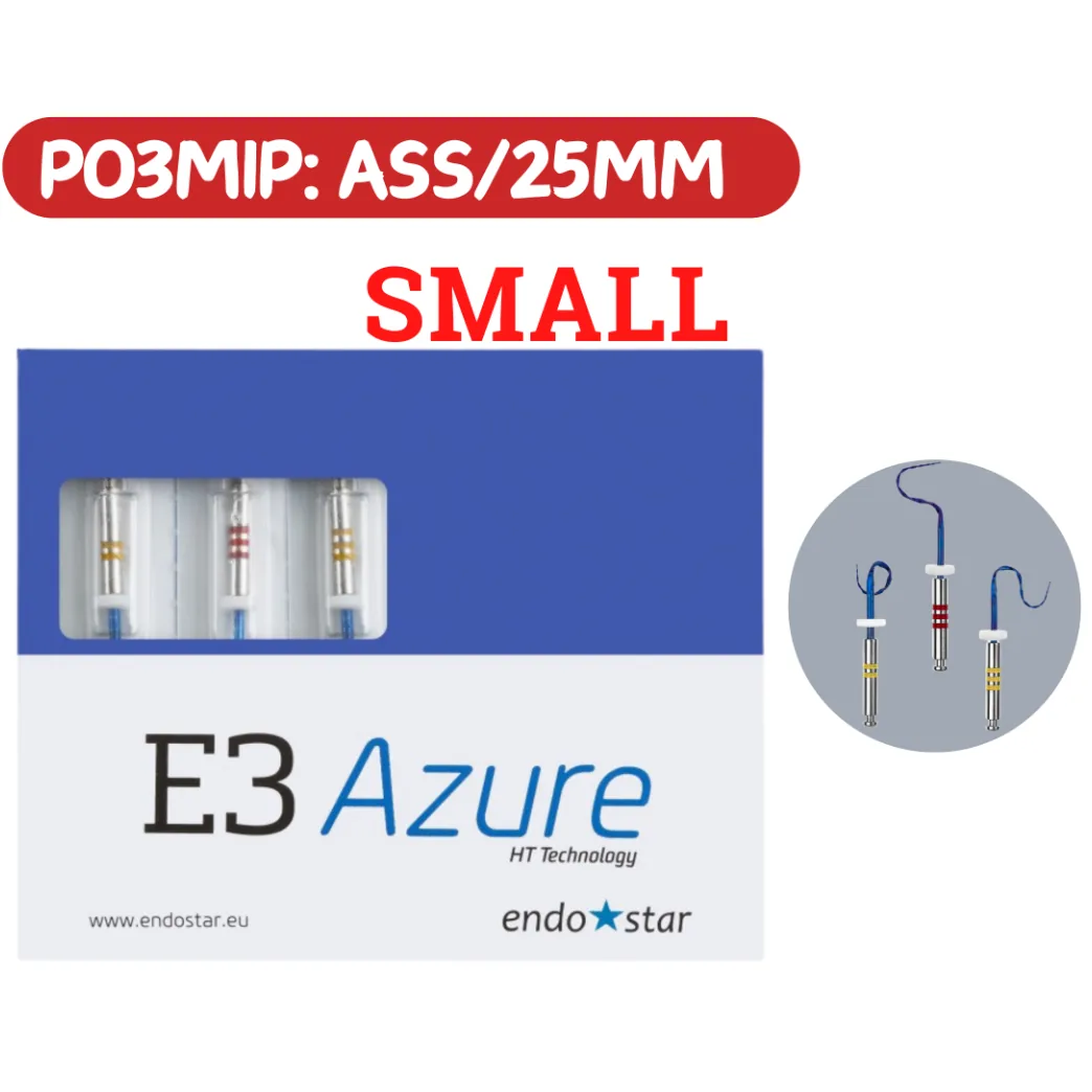 Набір файлів для ендодонтії Endostar E3 Azure Small (Ендостар Е3 Ажур Смол), асорті 3 шт: 20/04, 25/04, 20/06, 25 мм (Poldent)