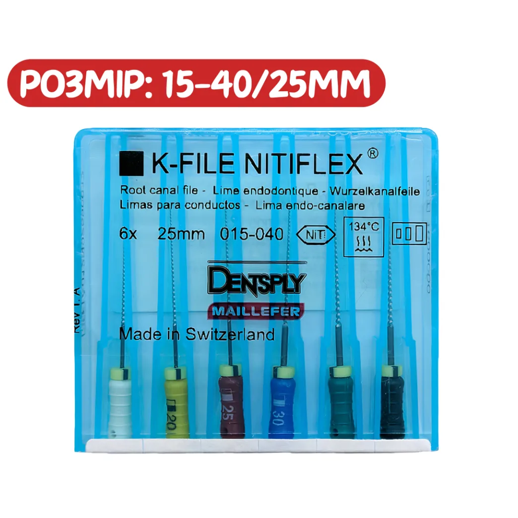 Ендодонтичний інструмент K-File Nitiflex (Нітіфлекс) №ASS 15-40, довжина 25 мм, 6 шт. (Dentsply Sirona)