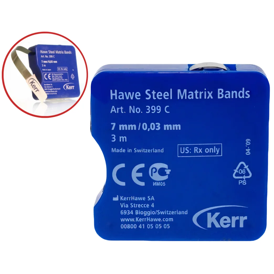 Металева матриця в рулоні Kerr Hawe Steel Matrices (Кер Гав Стіл Матрісіз), артикул 399C, довжина 3 м, ширина 7 мм, товщина 0,030 мм (Kerr)