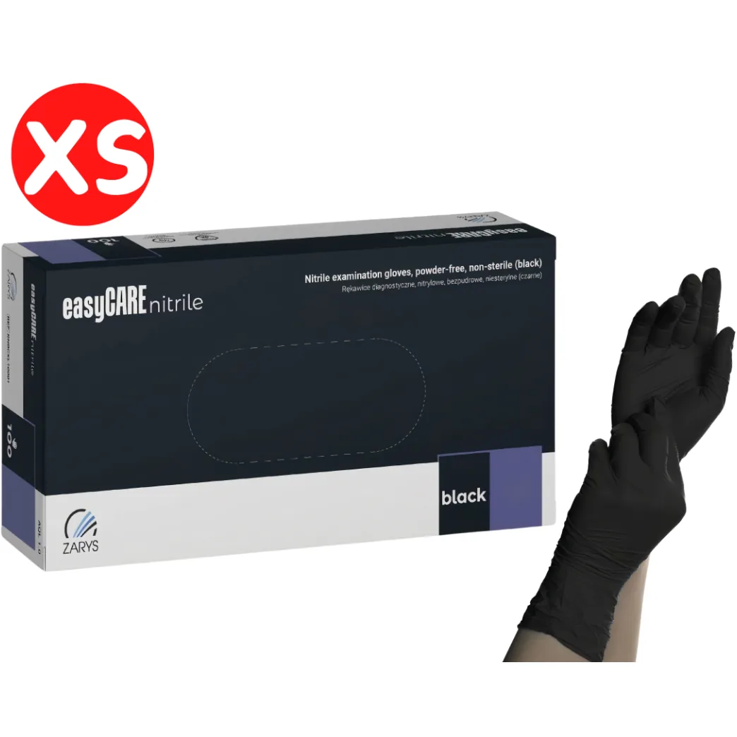 Рукавички нітрилові EasyCare Black (Ізікеа Блек), чорні, розмір XS, 100 шт. (Zarys)
