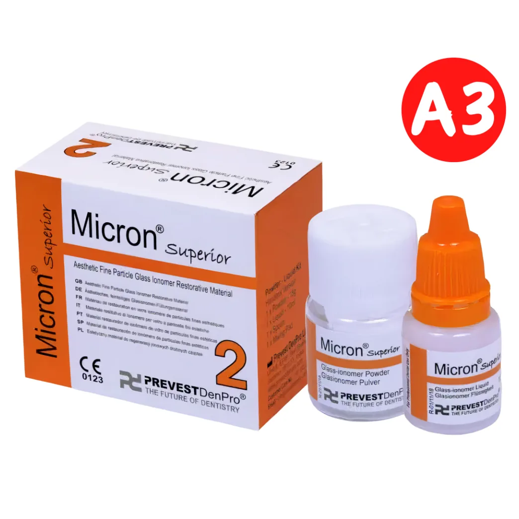 Цемент склоіономерний рентгеноконтрастний Micron Superior, колір А3, 15 г + 10 мл (Prevest DenPro)