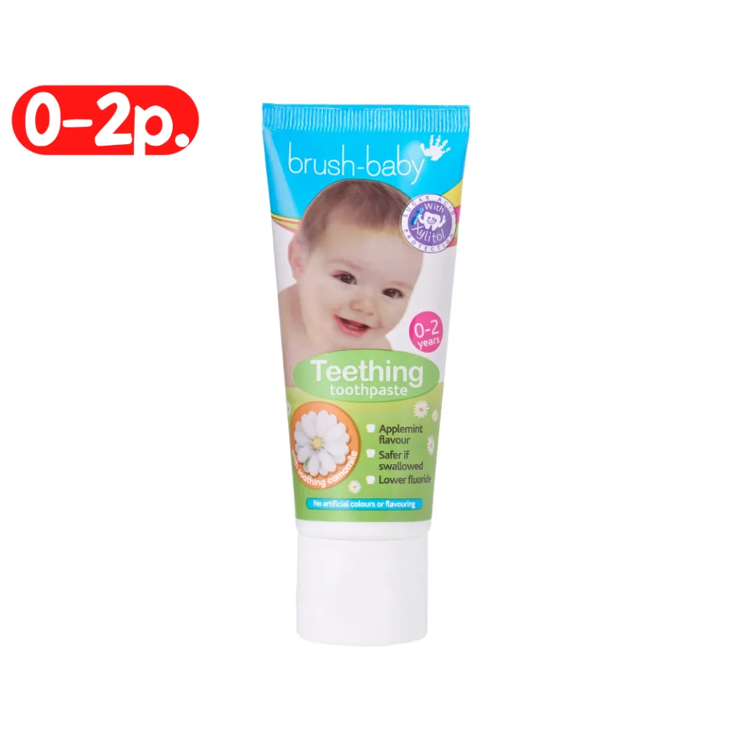 Дитяча зубна паста Brush Baby Teething Toothpaste (Браш Бейбі Тізінг Тутпейст) з ксилітолом, 0-2 роки, смак яблучна м'ята, 50 мл (Brushbaby Ltd)