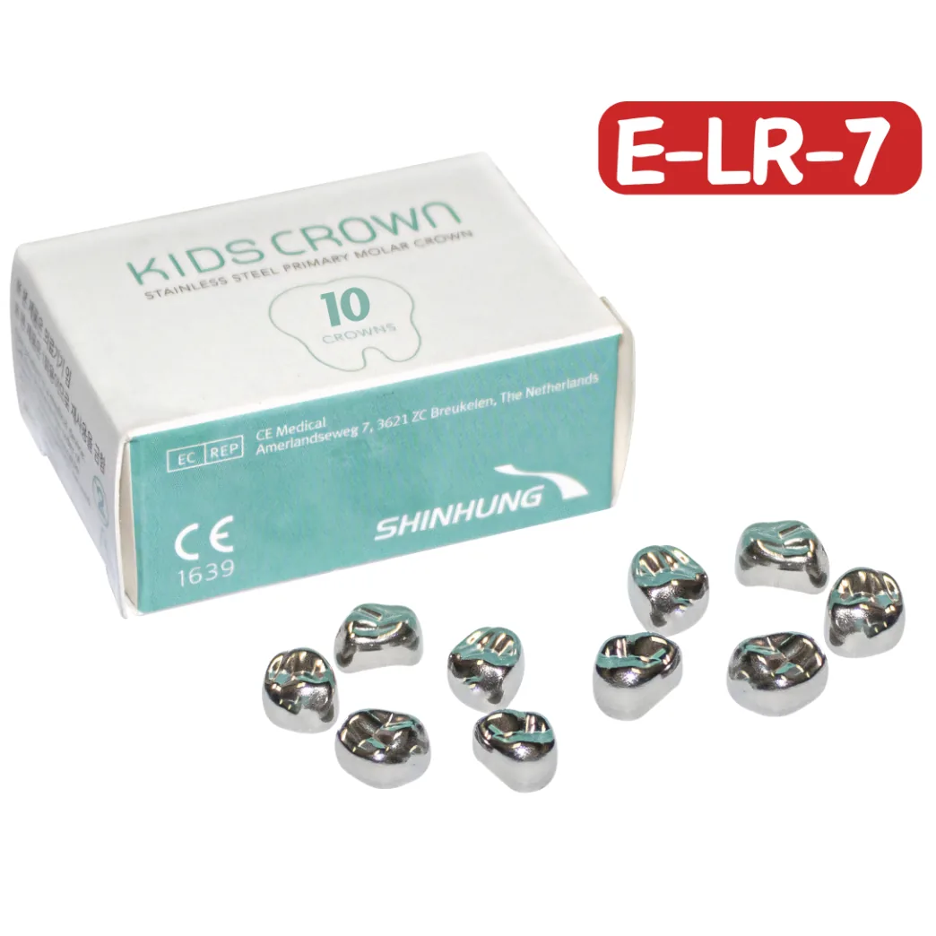 Дитячі коронки Kids Crown Primary Molar Crown (Кідс Краун Праймарі Молар Краун), верхня ліва E-LR-7, 10 шт. (SHINHUNG)