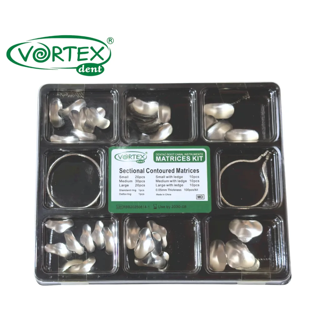 Матрична система секційна контурна Sectional Contoured Matrices Kit (Секшнл Контурд Матрайсіз Кіт), набір 100 шт, товщина 50 мкм (Vortex)