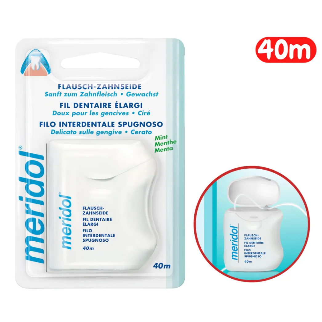 М'яка вощена зубна нитка Flausch (Флауш), довжина 40 м (Meridol)