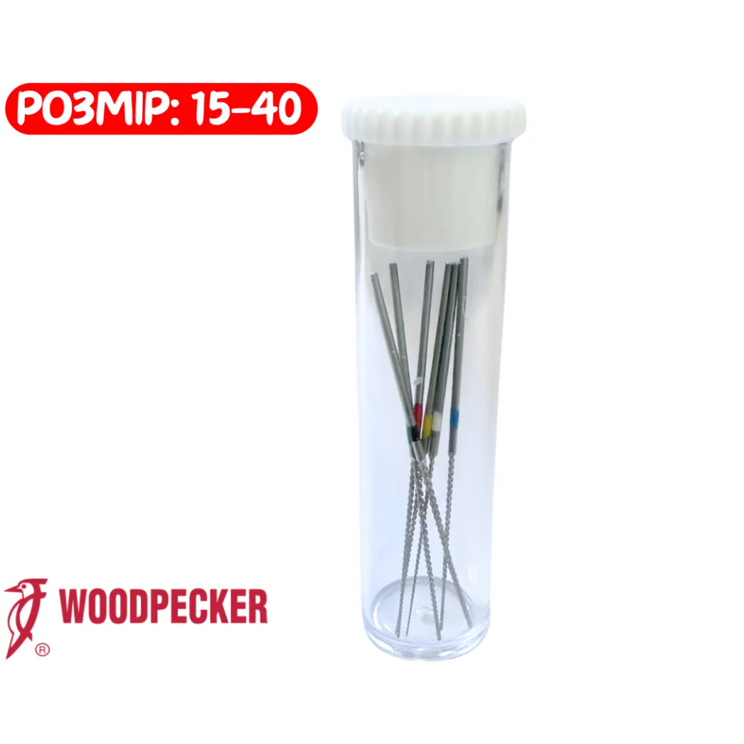 Файли ендодонтичні U-Files (У-файли) для скалера, № 15-40, асорті, 6 шт. (Woodpecker)