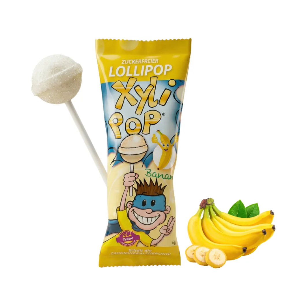 Льодяник зі 100% ксилітом XyliPOP Lollipop (КсиліПОП Лоліпоп), смак банан (Hager&Werken)
