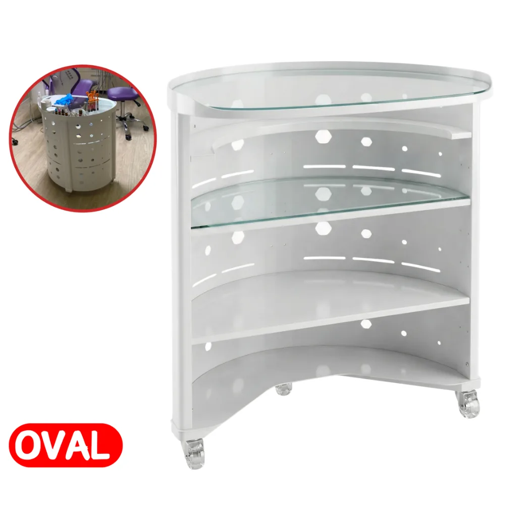 Пересувний маніпуляційний стіл Oval (Овал), овальної форми, 4 полиці (KIT)