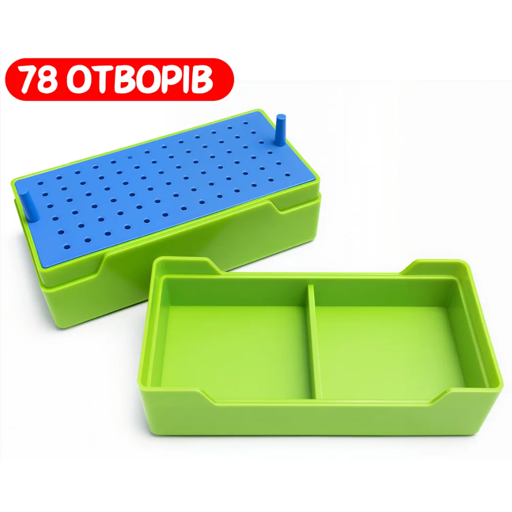 Підставка для борів та фрез D003a, 78 отворів, зелена (Ruier)
