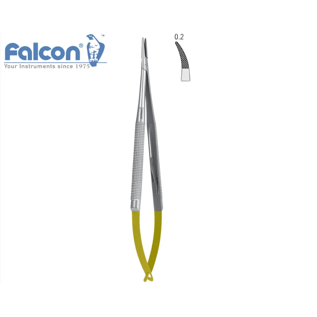 Голкотримач мікрохірургічний зігнутий Falcon-Grip, з твердосплавними вставками (TC), довжина 180 мм, артикул BM.653.180 (Falcon)