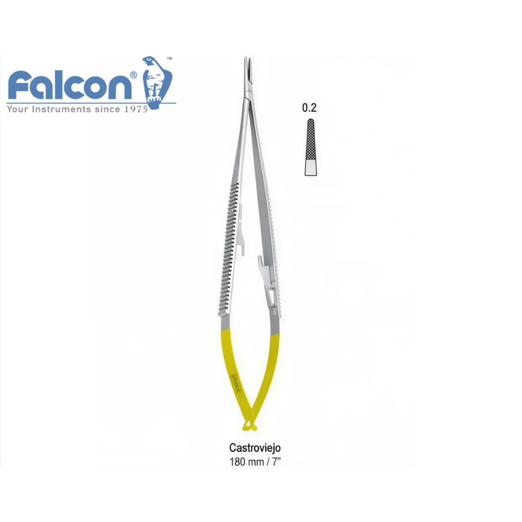 Голкотримач прямий Falcon-Grip Castroviejo, з твердосплавними вставками (TC), довжина 180 мм, артикул BN.152.180 (Falcon)