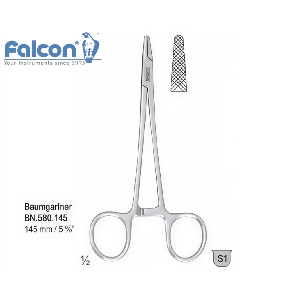 Голкотримач прямий Baumgartner, довжина 145 мм, артикул BN.580.145 (Falcon)