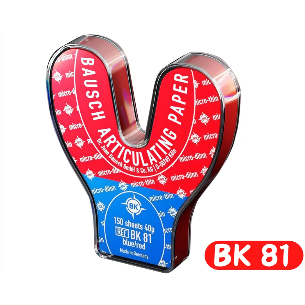 Артикуляційний папір Bausch BK81 (Бауш), підковоподібний, 40 мкм, синьо-червоний, 150 шт.
