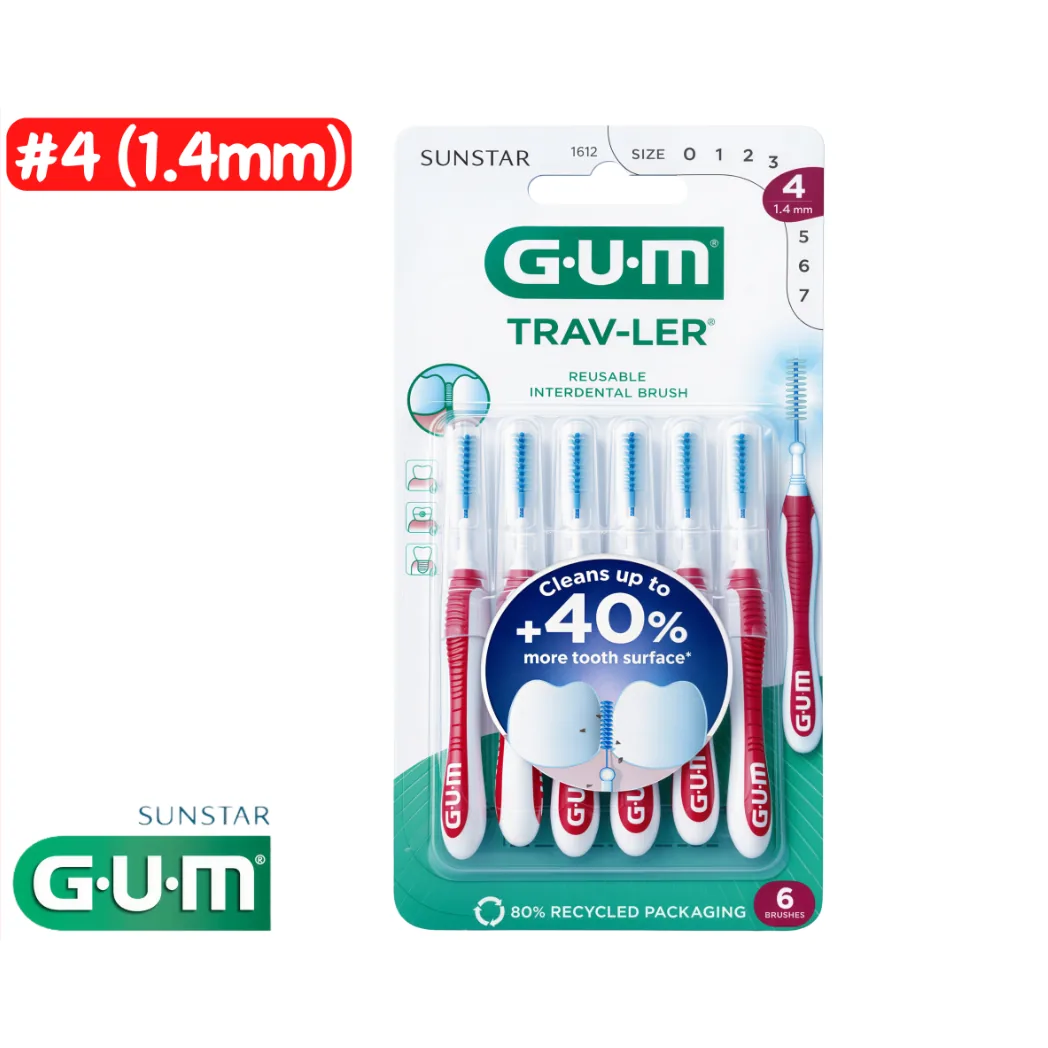 Йоршики міжзубні G.U.M Trav-Ler (Гам Тревел), розмір №4, 1.4 мм, у наборі 6 шт. (Sunstar G.U.M)
