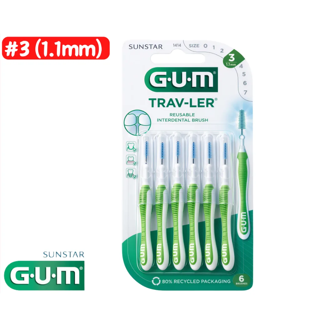 Йоршики міжзубні G.U.M Trav-Ler (Гам Тревел), розмір №3, 1.1 мм, у наборі 6 шт. (Sunstar G.U.M)