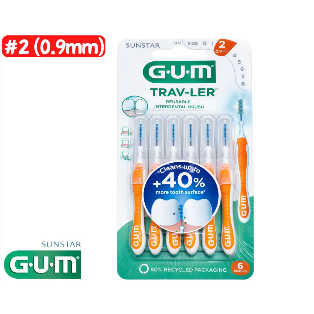 Йоршики міжзубні G.U.M Trav-Ler (Гам Тревел), розмір №2, 0.9 мм, у наборі 6 шт. (Sunstar G.U.M)
