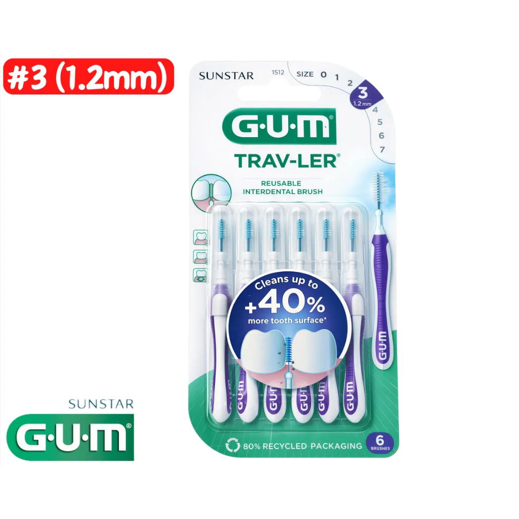 Йоршики міжзубні G.U.M Trav-Ler (Гам Тревел), розмір №3, 1.2 мм, у наборі 6 шт. (Sunstar G.U.M)