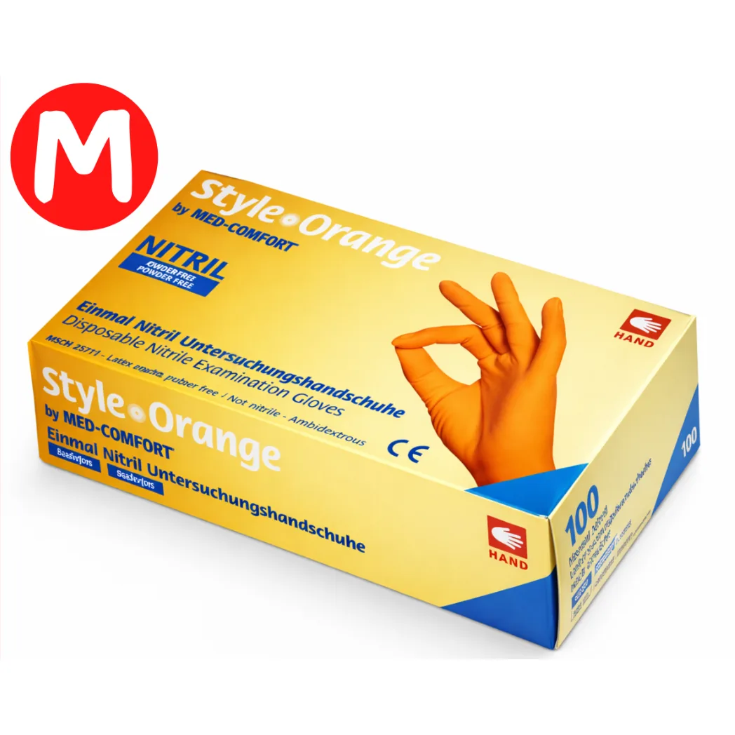 Рукавички нітрилові Style Orange (Стайл Орандж), помаранчеві, розмір M, 100 шт. (AMPri)