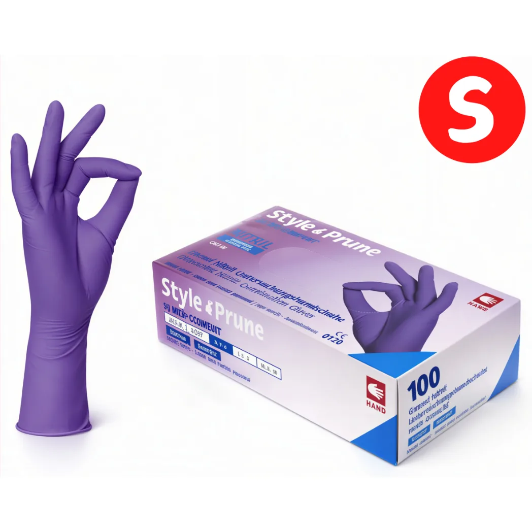 Рукавички нітрилові сливові, Style PRUNE (Стайл Прун), розмір S, 100 шт (AMPri)