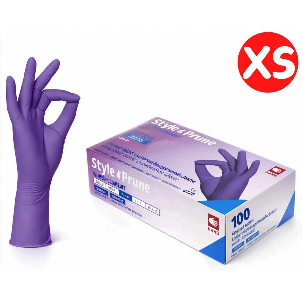 Рукавички нітрилові сливові, Style PRUNE (Стайл Прун), розмір XS, 100 шт (AMPri)