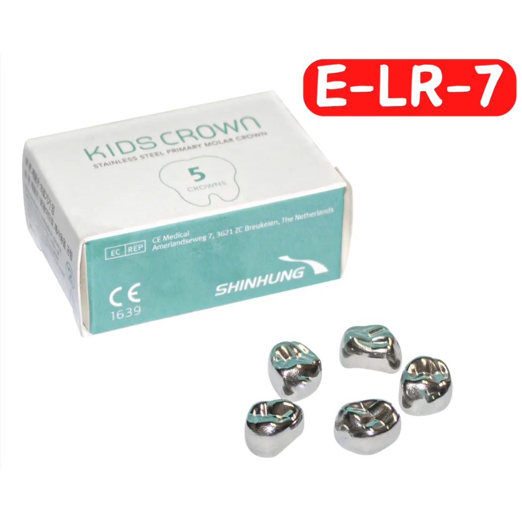 Дитячі коронки Kids Crown Primary Molar Crown (Кідс Краун Праймарі Молар Краун), верхня ліва E-LR-7, 5 шт. (SHINHUNG)
